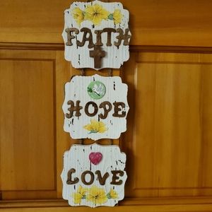 Hand crafted Faith, Hope, Love plaque